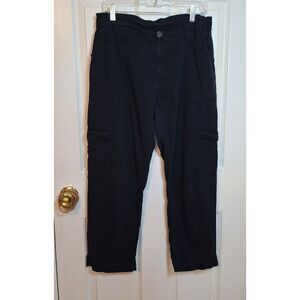 Old Navy Dark Blue Cargo Capri Pants Outdoor Baggy Wide Leg Elastic Waist Size M